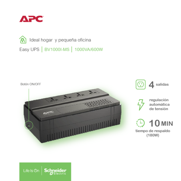Unidad EASY UPS BV de APC 1000VA AVR - Imagen 3